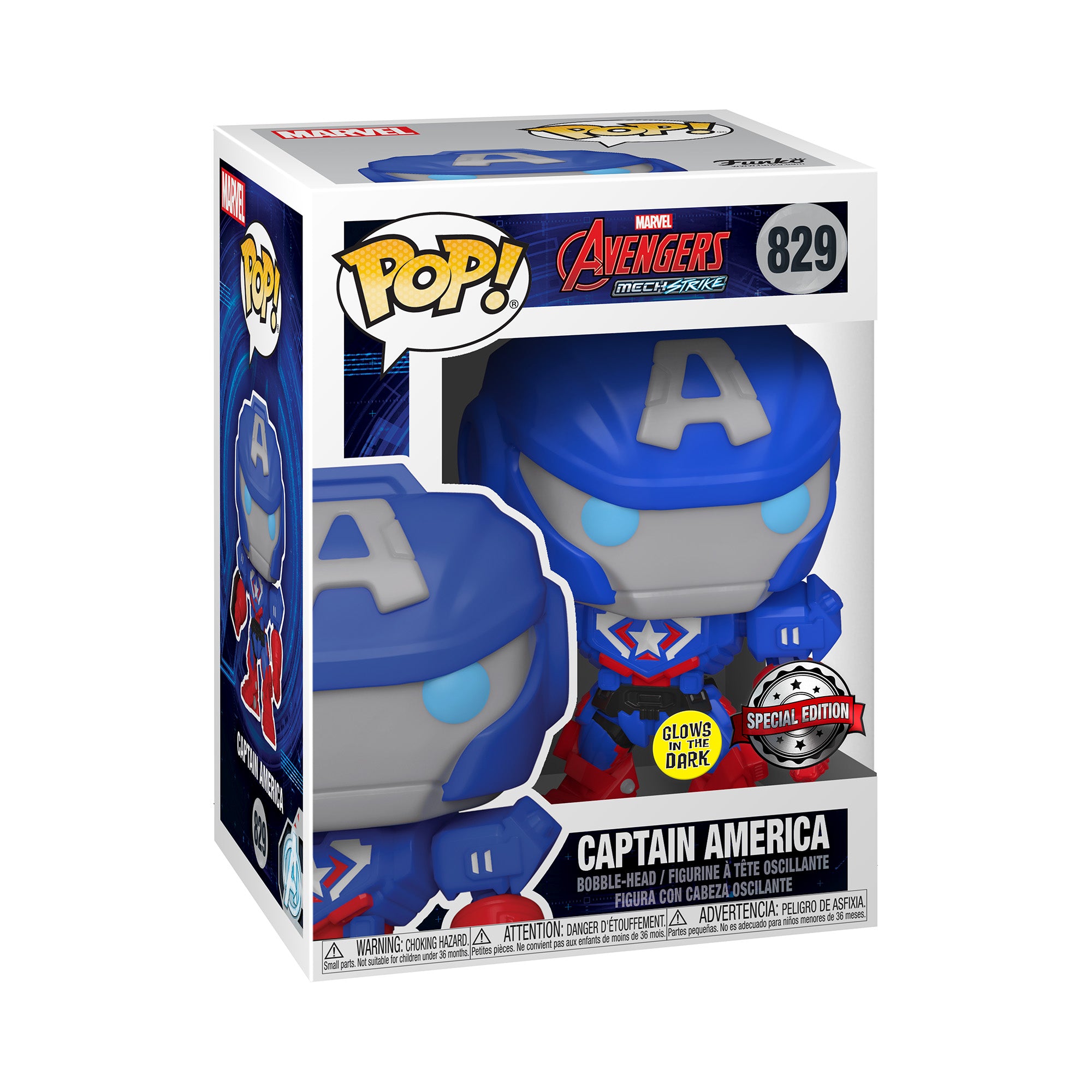 Funko Pop! Marvel Mech - Captain America (Glow-in-the-dark) - Exclu Smartoys