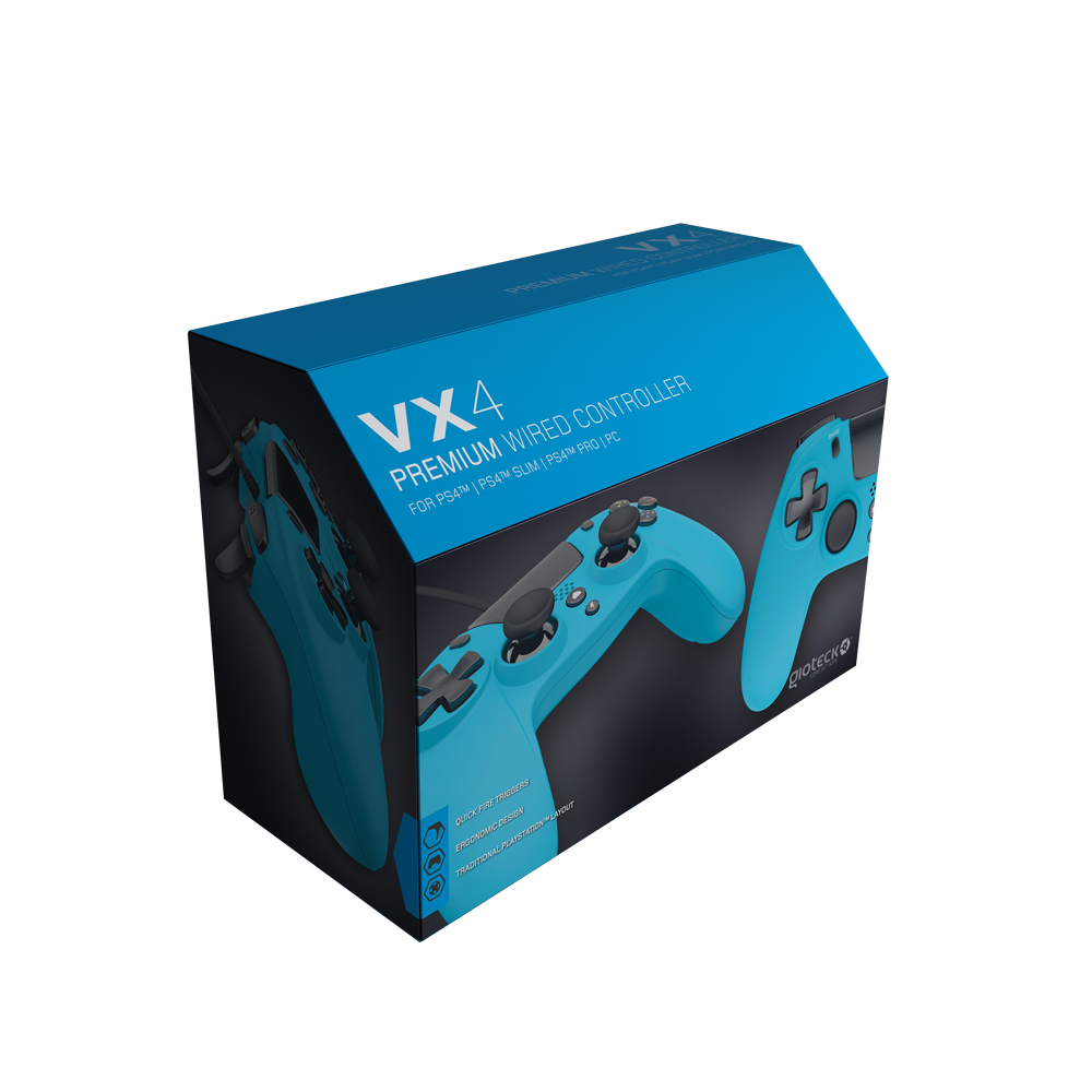 Gioteck - Manette filaire premium VX4 Bleu pour PS4 et PC