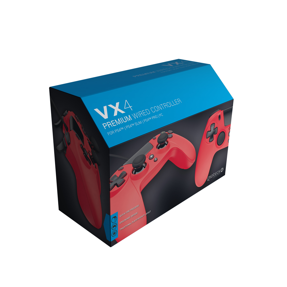 Gioteck - Manette filaire premium VX4 Rouge pour PS4 et PC