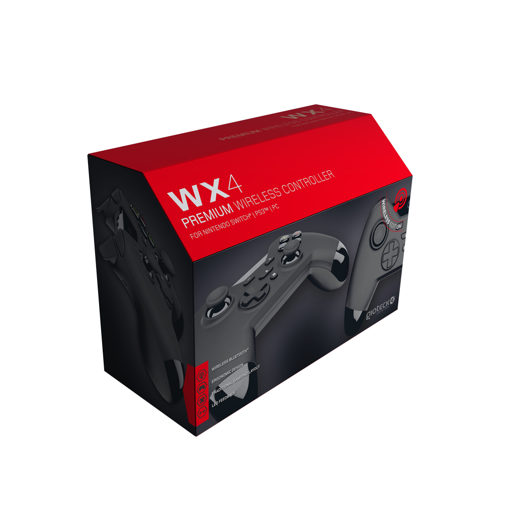 Gioteck - Manette sans fil premium WX4 Noir pour Nintendo Switch, PS3 et PC