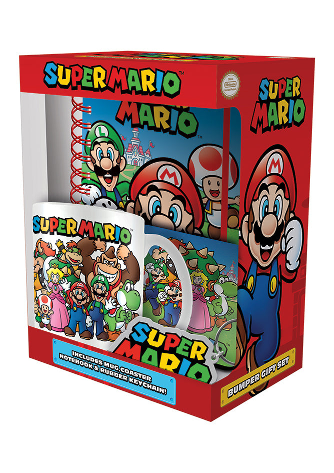 Nintendo - Super Mario - Coffret cadeau : Mug, carnet, dessous de verre et porte-clés