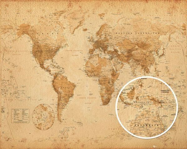 World Map Antique Style - Mini Poster