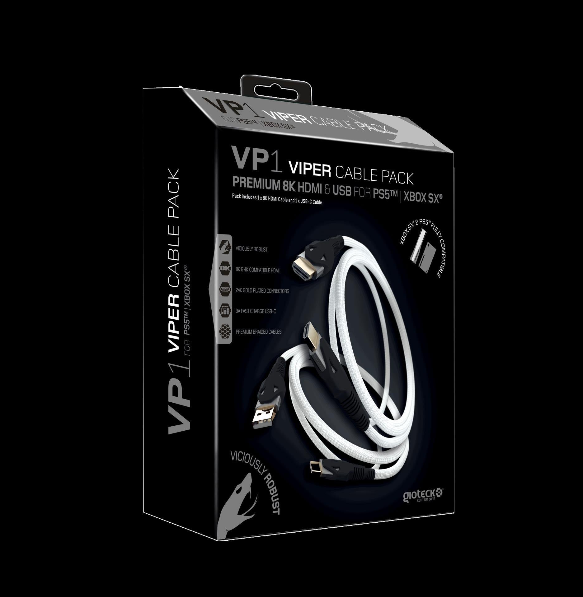 Gioteck - Pack de câble 8K HDMI et USB VP1 Viper pour PS5 et Xbox Series (Multi-Platform) - flash vidéo