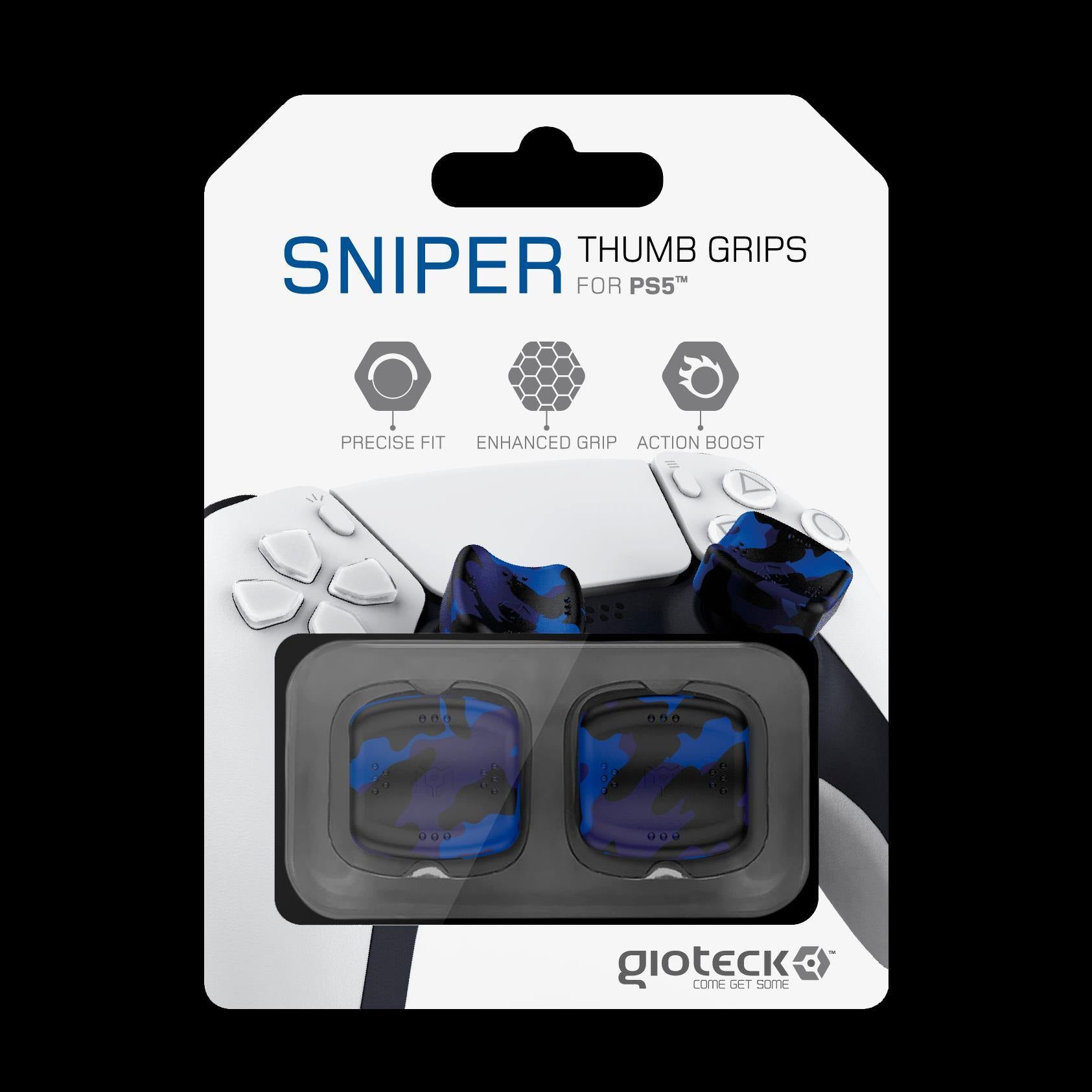 Gioteck - Reposes Pouce (Thumb Grips) Sniper Bleu camouflage pour PS5 - flash vidéo