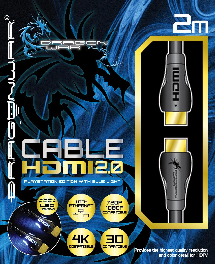 Dragonwar HDMI 2.0 ETHERNET Lightning Cable PS3/PS4 2016 - flash vidéo