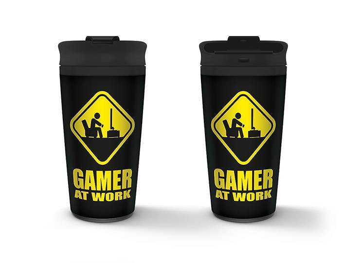 Gamer At Work - Panneau d'Avertissement Mug Transportable en MÃ©tal 450ml - flash vidéo