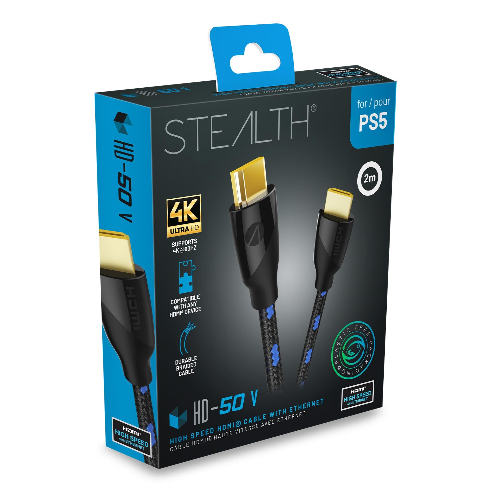 Stealth - Câble HDMI 4K Ultra HD Haute Vitesse avec Ethernet HD-50V pour PS5 - flash vidéo
