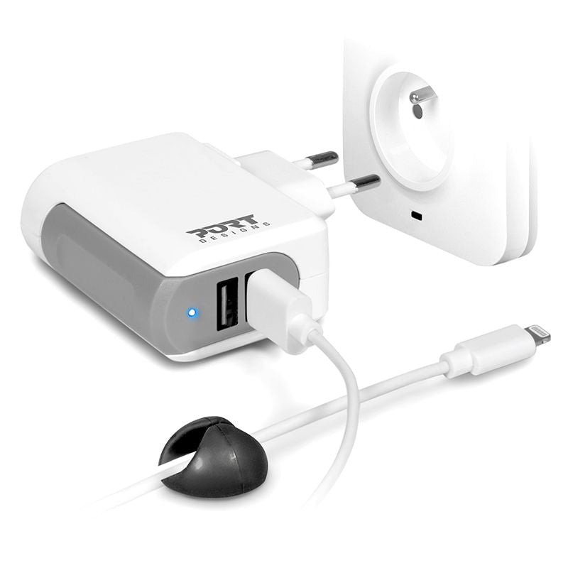 Port Designs Wall Charger 2x USB + Lightning Cable - flash vidéo