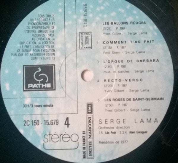 Serge Lama –Serge Lama [Vinyle 33Tours] - flash vidéo