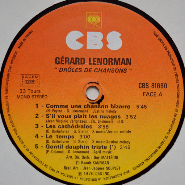 Gérard Lenorman – Drôles De Chansons [Vinyle 33Tours]