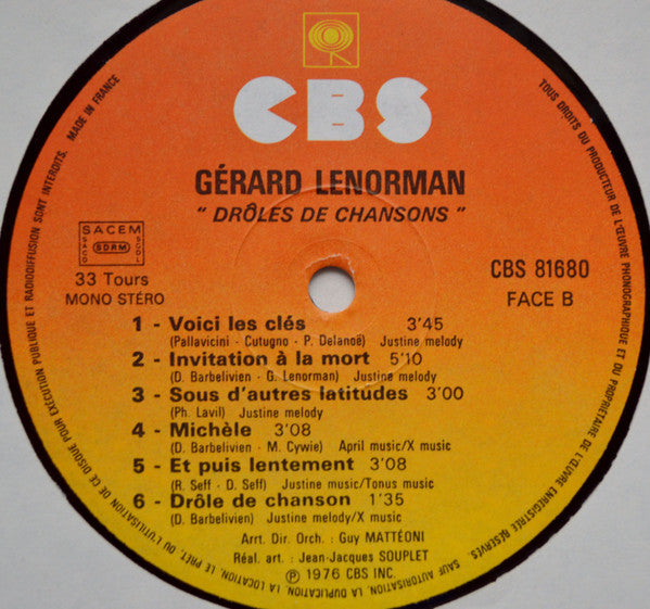 Gérard Lenorman – Drôles De Chansons [Vinyle 33Tours] - flash vidéo