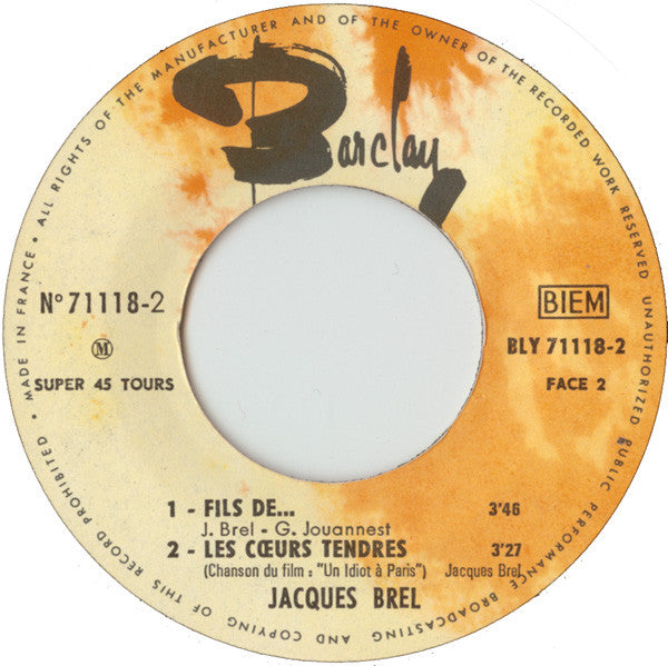 Jacques Brel – La Chanson Des Vieux Amants [Vinyle 45Tours] - flash vidéo