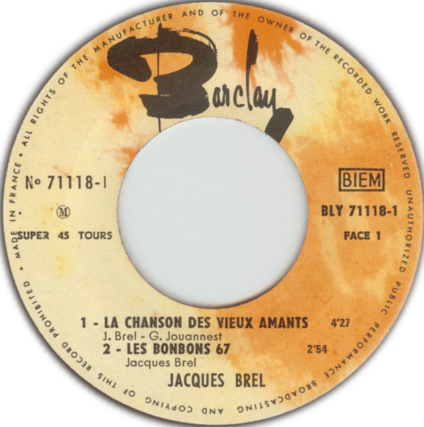 Jacques Brel – La Chanson Des Vieux Amants [Vinyle 45Tours] - flash vidéo