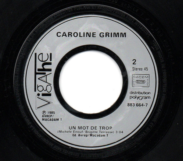 Caroline Grimm – La Vie Sans Toi [Vinyle 45Tours] - flash vidéo