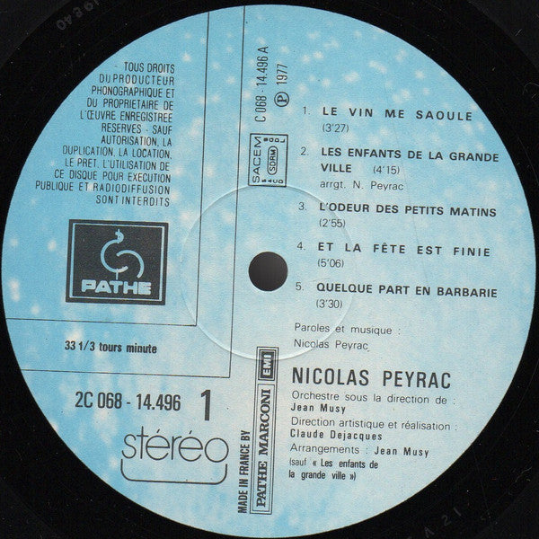 Nicolas Peyrac –Et La Fête Est Fini... [Vinyle 33Tours] - flash vidéo