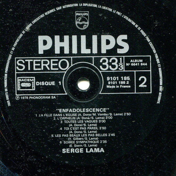 Serge Lama – Enfadolescence [Vinyle 33Tours] - flash vidéo