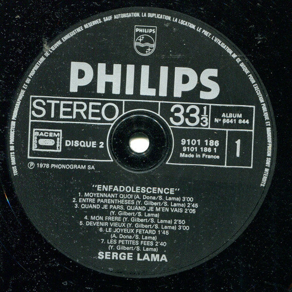 Serge Lama – Enfadolescence [Vinyle 33Tours] - flash vidéo