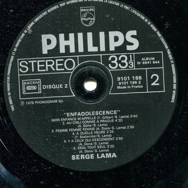 Serge Lama – Enfadolescence [Vinyle 33Tours] - flash vidéo