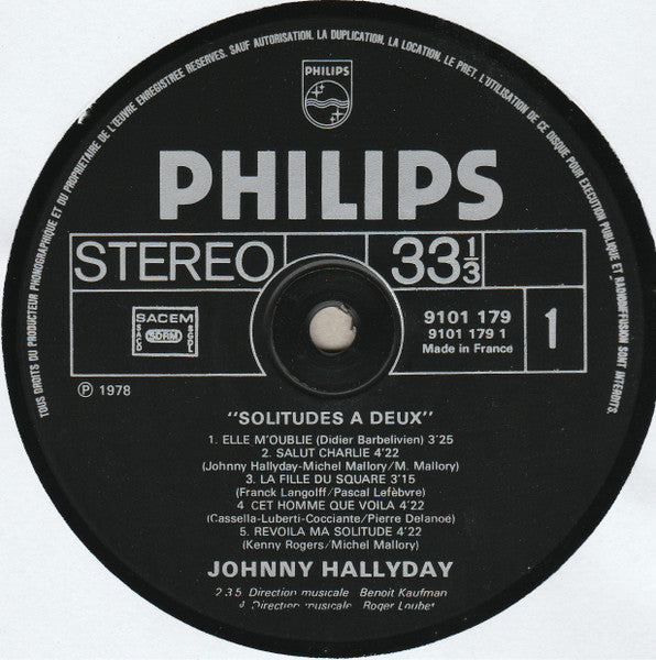 Johnny Hallyday –Solitudes À Deux [Vinyle 33Tours]