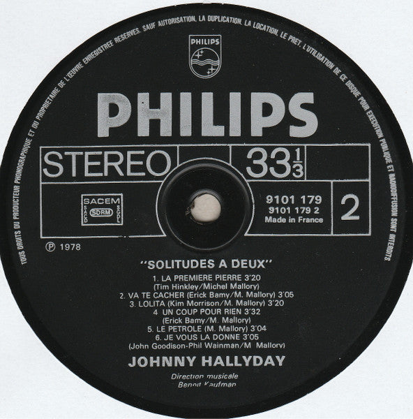 Johnny Hallyday –Solitudes À Deux [Vinyle 33Tours] - flash vidéo