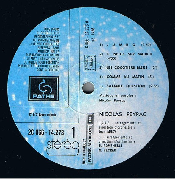 Nicolas Peyrac –Nicolas Peyrac [Vinyle 33Tours] - flash vidéo