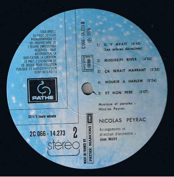 Nicolas Peyrac –Nicolas Peyrac [Vinyle 33Tours] - flash vidéo