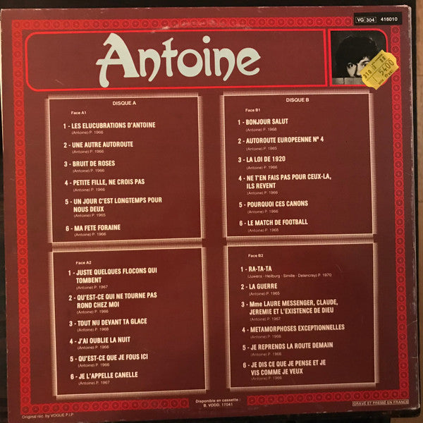 Antoine (2) – Le Double Disque D'or D'Antoine [Vinyle 33Tours]