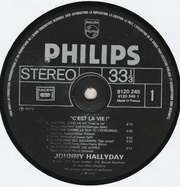 Johnny Hallyday – C'est La Vie [Vinyle 33Tours]