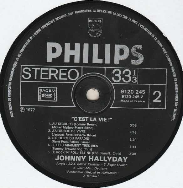 Johnny Hallyday – C'est La Vie [Vinyle 33Tours] - flash vidéo