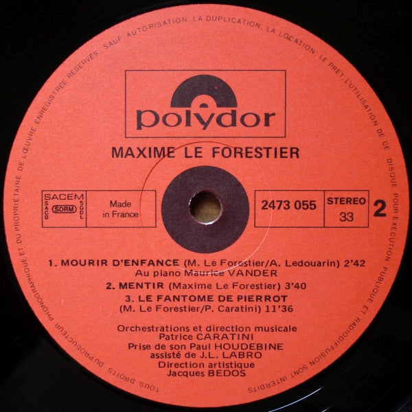 Maxime Le Forestier – Maxime Le Forestier [Vinyle 33Tours] - flash vidéo