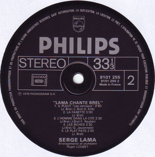 Serge Lama –Lama Chante Brel [Vinyle 33Tours] - flash vidéo