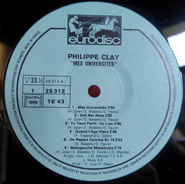 Philippe Clay –Mes Universités [Vinyle 33Tours] - flash vidéo
