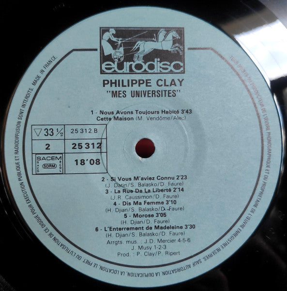 Philippe Clay –Mes Universités [Vinyle 33Tours] - flash vidéo