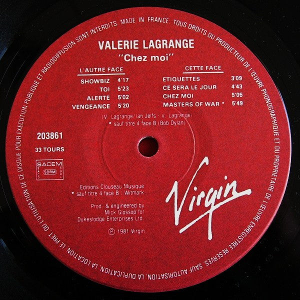 Valérie Lagrange –Chez Moi [Vinyle 33Tours]
