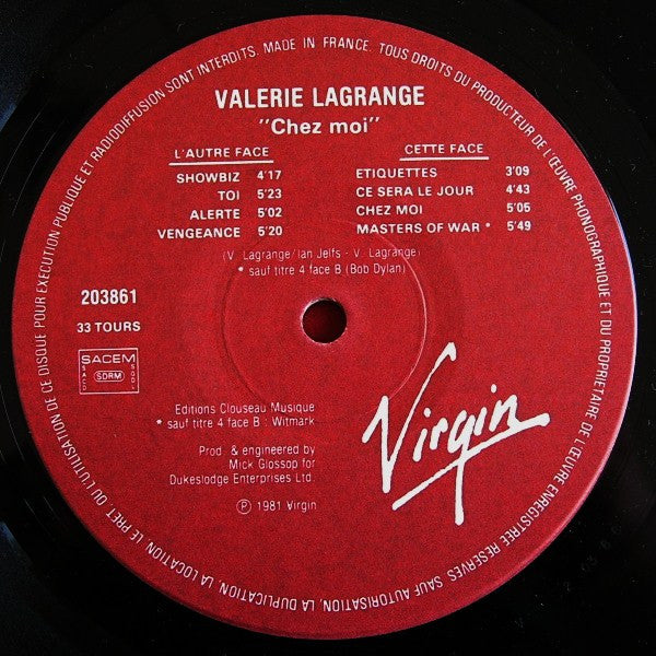 Valérie Lagrange –Chez Moi [Vinyle 33Tours] - flash vidéo