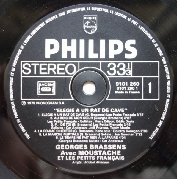 Georges Brassens Joue Avec Moustache Et Les Petits Français - Joe Newman - Eddie Davis - Harry Edison - Cat Anderson - Dorothy Donegan –Elegie A Un Rat De Cave[Vinyle 33Tours] - flash vidéo