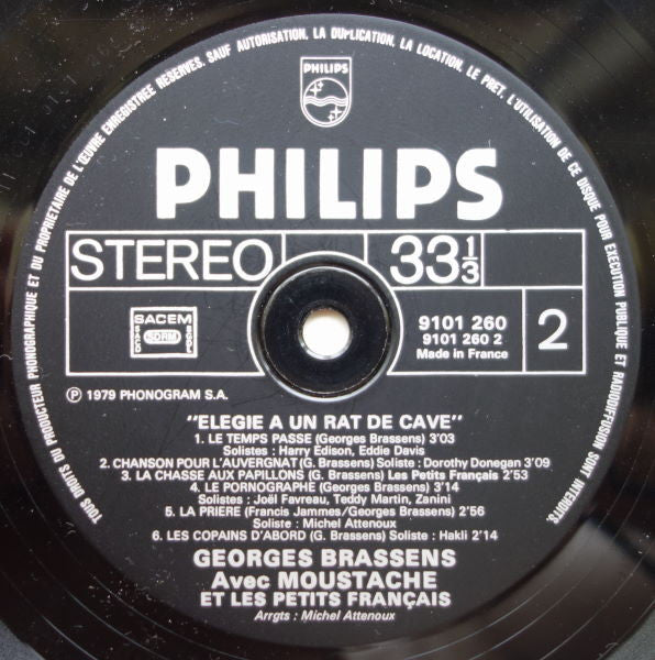 Georges Brassens Joue Avec Moustache Et Les Petits Français - Joe Newman - Eddie Davis - Harry Edison - Cat Anderson - Dorothy Donegan –Elegie A Un Rat De Cave[Vinyle 33Tours] - flash vidéo