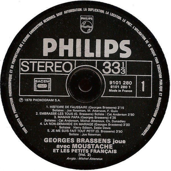 Georges Brassens - Moustache Avec Les Petits Français - Joe Newman - Eddie Davis - Harry Edison - Cat Anderson - Dorothy Donegan –Georges Brassens Joue Avec Moustache Et: Les Petits Français - Volume 2 [Vinyle 33Tours] - flash vidéo