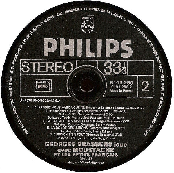 Georges Brassens - Moustache Avec Les Petits Français - Joe Newman - Eddie Davis - Harry Edison - Cat Anderson - Dorothy Donegan –Georges Brassens Joue Avec Moustache Et: Les Petits Français - Volume 2 [Vinyle 33Tours] - flash vidéo