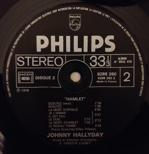 Johnny Hallyday – Hamlet [Vinyle 33Tours] - flash vidéo