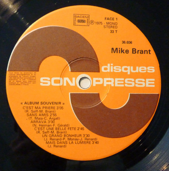 Mike Brant –Album Souvenir [Vinyle 33Tours] - flash vidéo