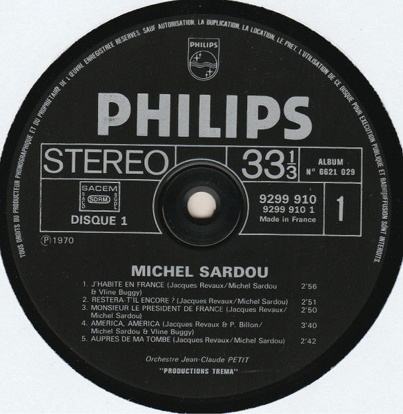 Michel Sardou – Michel Sardou (Album 2 Disques) [Vinyle 33Tours] - flash vidéo