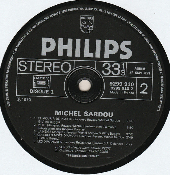 Michel Sardou – Michel Sardou (Album 2 Disques) [Vinyle 33Tours] - flash vidéo