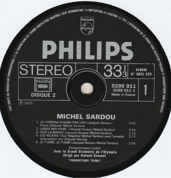 Michel Sardou – Michel Sardou (Album 2 Disques) [Vinyle 33Tours] - flash vidéo