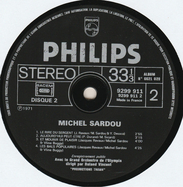 Michel Sardou – Michel Sardou (Album 2 Disques) [Vinyle 33Tours] - flash vidéo