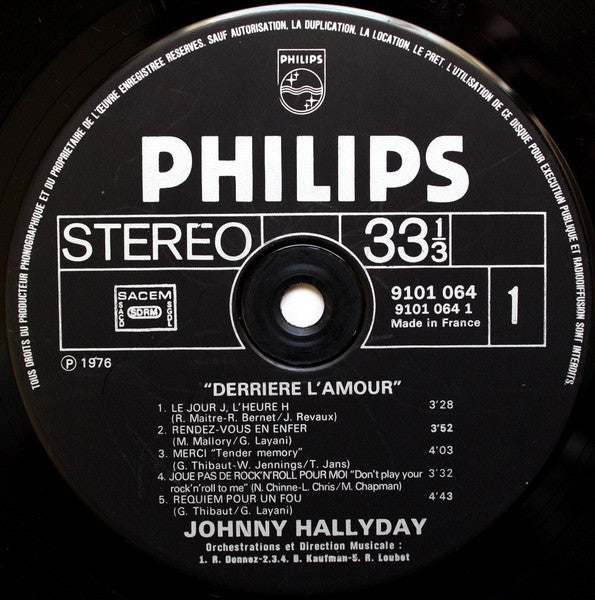 Johnny Hallyday – Derrière L'amour [Vinyle 33Tours]