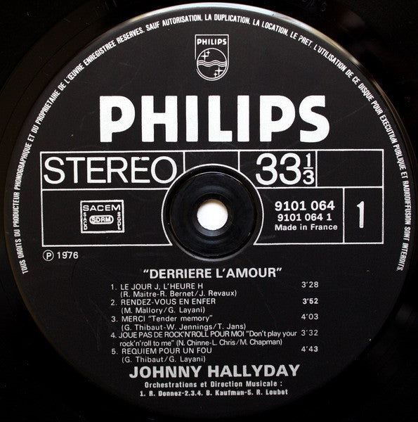 Johnny Hallyday – Derrière L'amour [Vinyle 33Tours] - flash vidéo