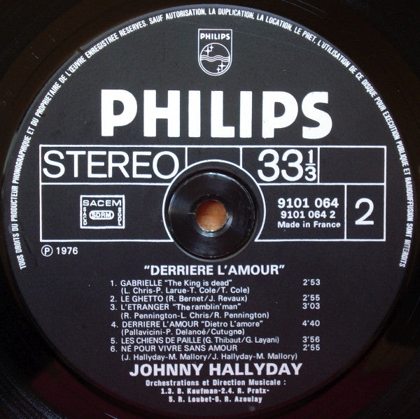 Johnny Hallyday – Derrière L'amour [Vinyle 33Tours] - flash vidéo