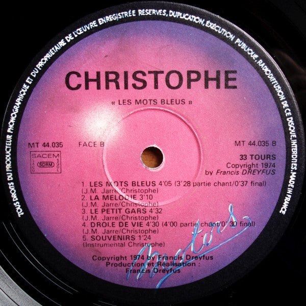 Christophe –Les Mots Bleus [Vinyle 33Tours] - flash vidéo