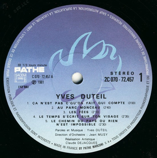 Yves Duteil – Yves Duteil [Vinyle 33Tours] - flash vidéo